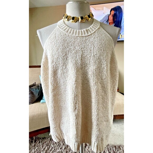 J. Crew Women's Size 3X Cream Sweater Vest Pullover Knit Sleeveless Top Preppy - Picture 4 of 12